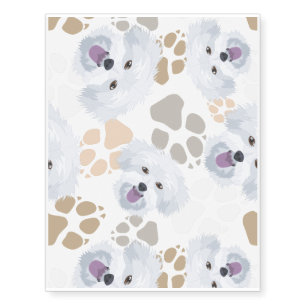 Pattern Dog Paws Maltese Temporary Tattoos