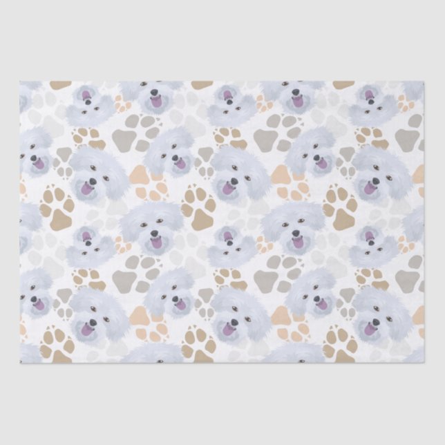 Pattern Dog Paws Maltese Tissue Paper (Front)