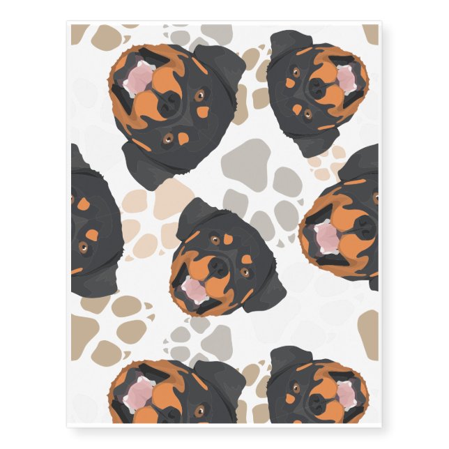 Pattern Dog Paws Rottweiler Temporary Tattoos (Front)