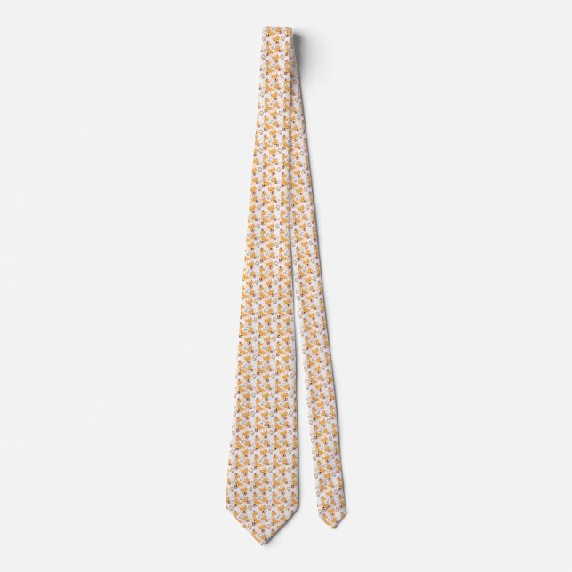 Pattern Dog Paws Shiba Inu Neck Tie (Front)