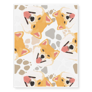 Pattern Dog Paws Shiba Inu Temporary Tattoos