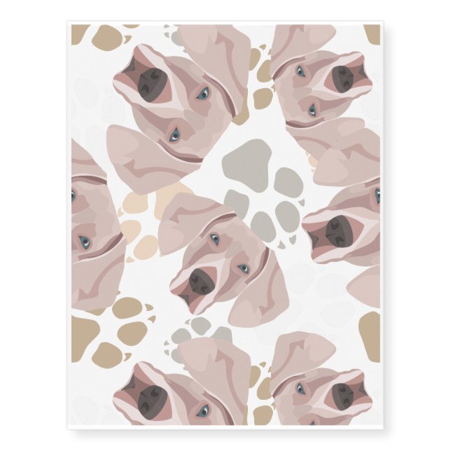 Pattern Dog Paws Weimaraner Temporary Tattoos (Front)