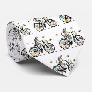 Pattern Easter Bicycle Design Neck Tie