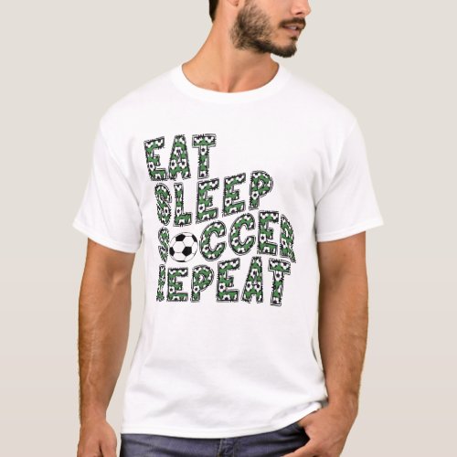pattern eat sleep soccer repeat Cool soccer Player T_Shirt