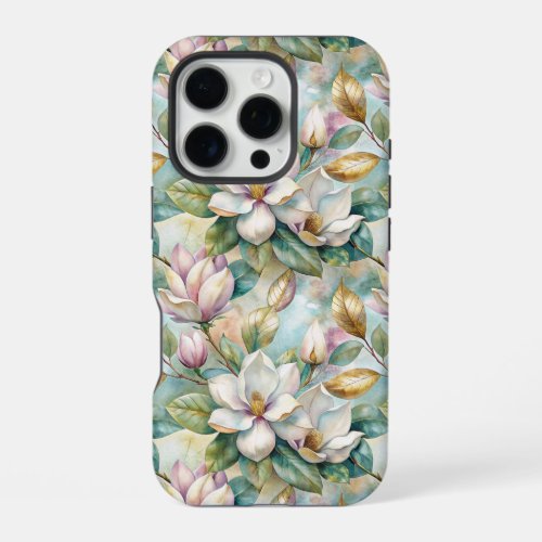 Pattern Elegant Magnolia Flowers iPhone 16 Pro Case