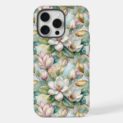 Pattern Elegant Magnolia Flowers iPhone 15 Pro Max Case