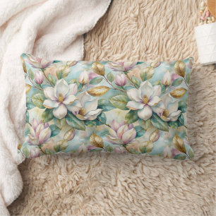 Pattern Elegant Magnolia Flowers Lumbar Pillow