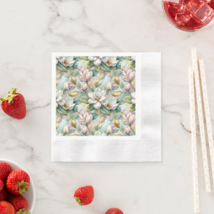 Pattern Elegant Magnolia Flowers Napkins
