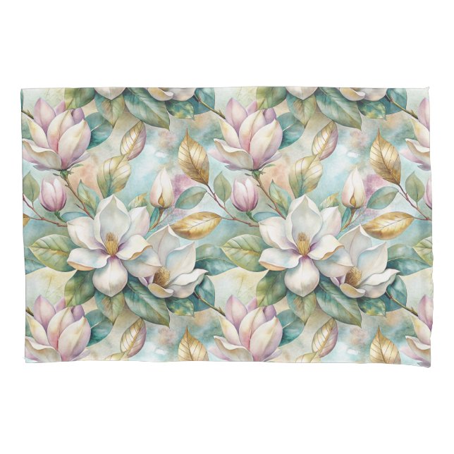 Pattern Elegant Magnolia Flowers Pillow Case (Front-Left)