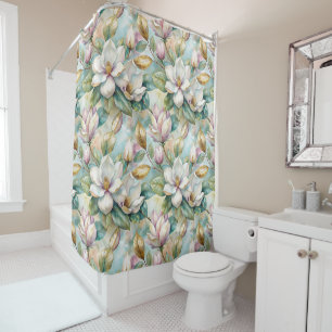 Pattern Elegant Magnolia Flowers Shower Curtain