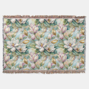 Pattern Elegant Magnolia Flowers Throw Blanket