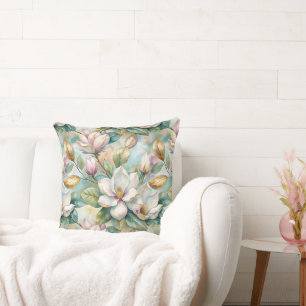Pattern Elegant Magnolia Flowers Throw Pillow