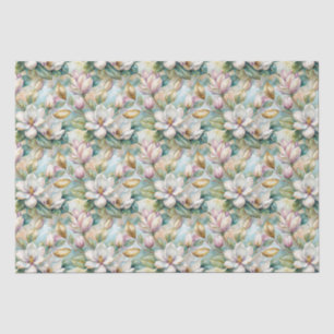 Pattern Elegant Magnolia Flowers Tissue Paper