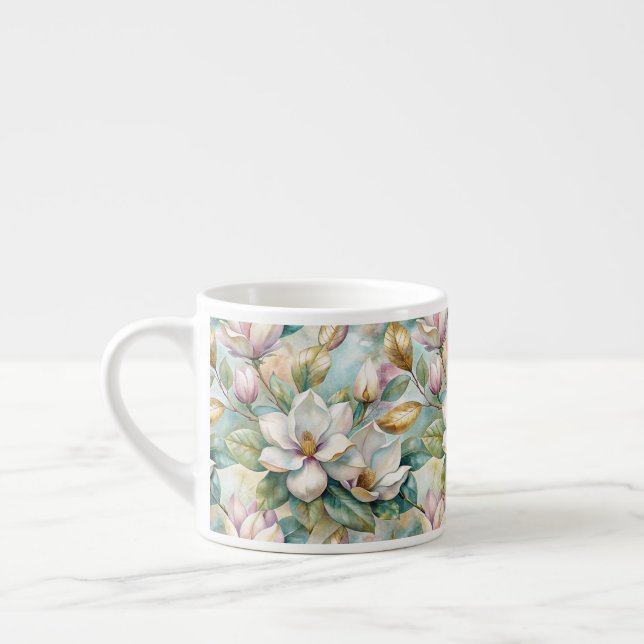 Pattern Elegant Magnolias Espresso Cup (Left)