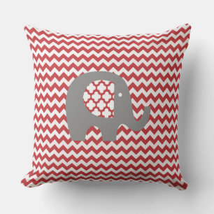 Pattern Elephant Red Chevron Stripe Outdoor Pillow