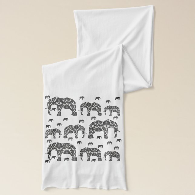Pattern Elephants Designer Scarf Wrap (Left)