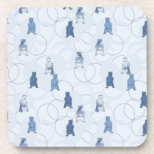 pattern featuring a grizzly bear drink coaster (Front)