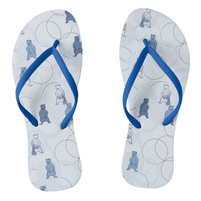 pattern featuring a grizzly bear flip flops (Footbed)