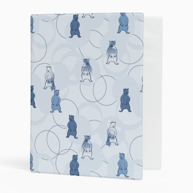 pattern featuring a grizzly bear mini binder (Front/Inside)