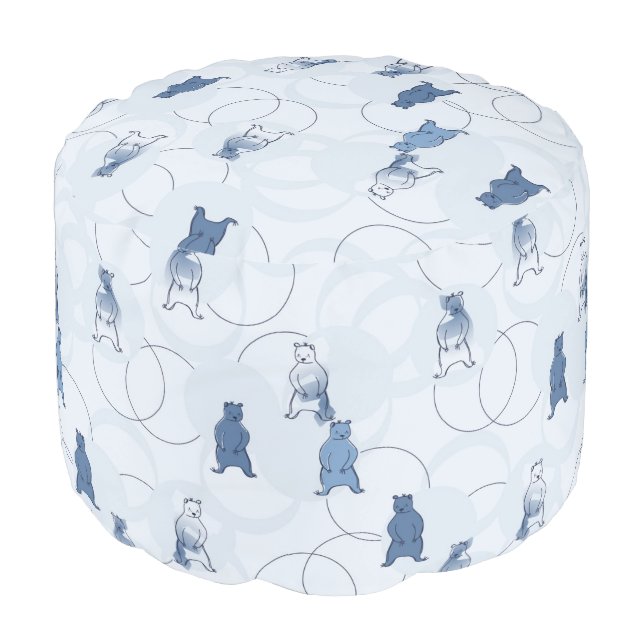 pattern featuring a grizzly bear pouf (Angled Front)