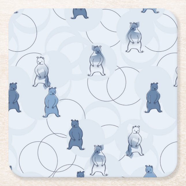 pattern featuring a grizzly bear square paper coaster (Front)