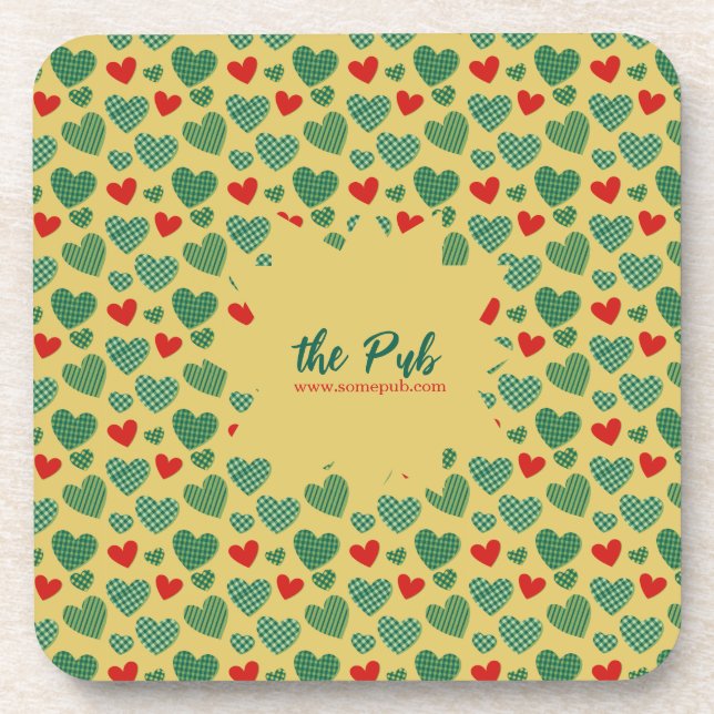 Pattern Filled Hearts Beverage Coaster (Front)
