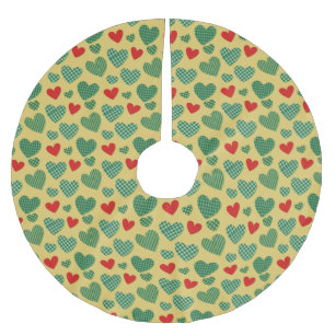 Pattern Filled Hearts Brushed Polyester Tree Skirt
