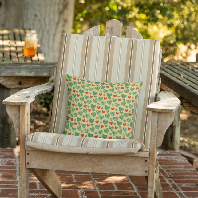 Pattern Filled Hearts Outdoor Pillow (Chair)
