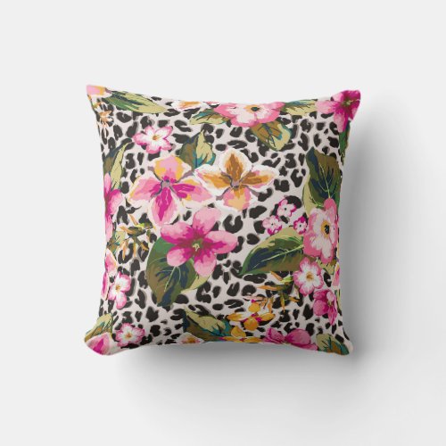 Pattern floral Jaguar for cushionspillow Throw Pillow