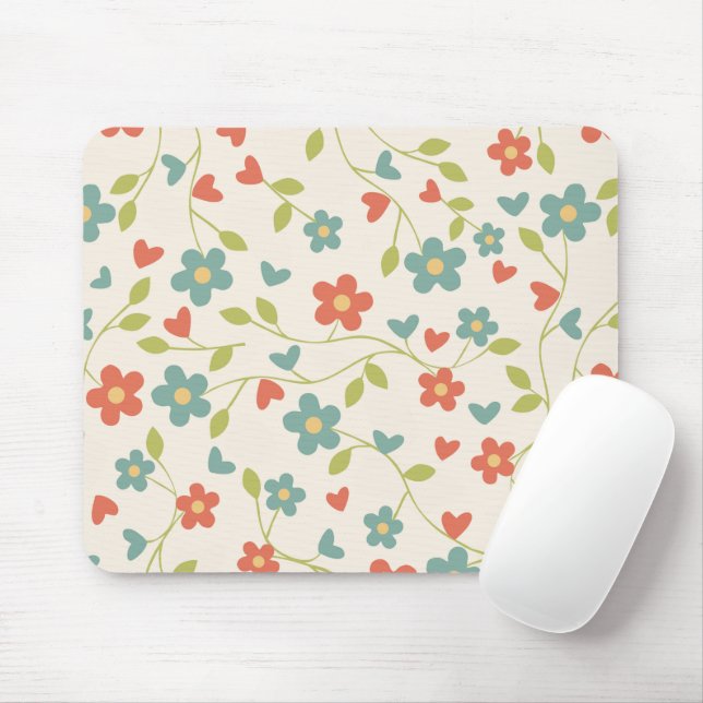 Pattern Floral Mouse Pad (With Mouse)