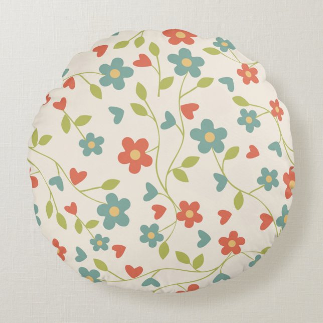 Pattern Floral Round Pillow (Front)