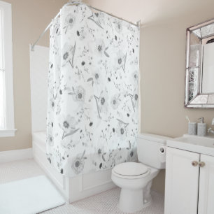 Pattern Floral White Shower Curtain