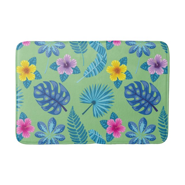Pattern Flowers Colorful Cute Shining  Bath Mat (Front)