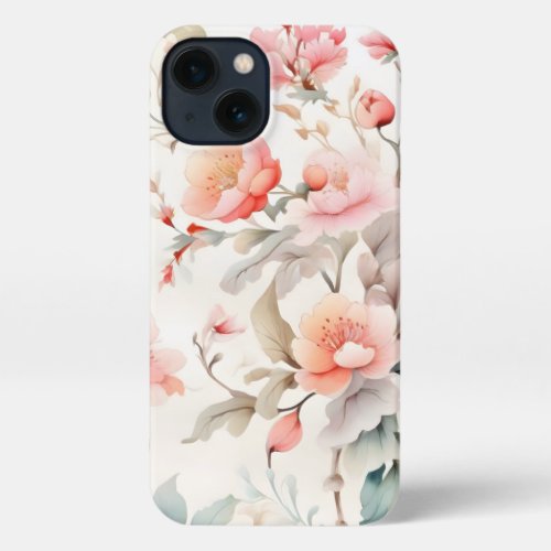 Pattern Flowers iPhone 13 Slim Fit Case Glossy iPhone 13 Case