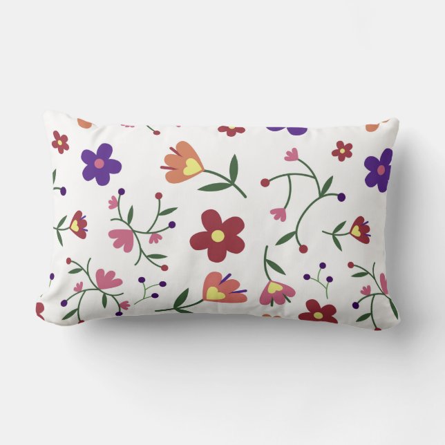 pattern flowers- lumbar pillow (Front)
