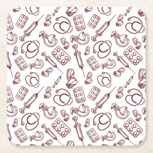 Pattern for medical Professions Square Paper Coaster