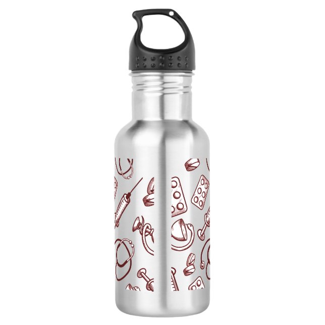 Pattern for medical Professions Stainless Steel Water Bottle (Back)