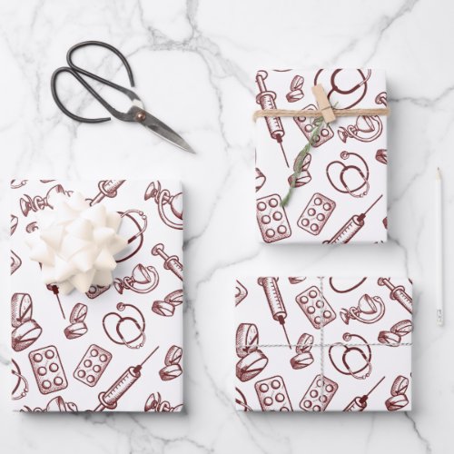Pattern for medical Professions Wrapping Paper Sheets