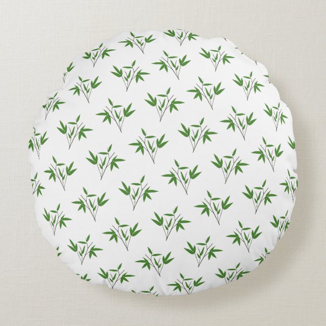 Pattern from bamboo twigs round pillow (Front)