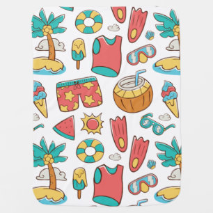 pattern funny summer beach vacation baby blanket