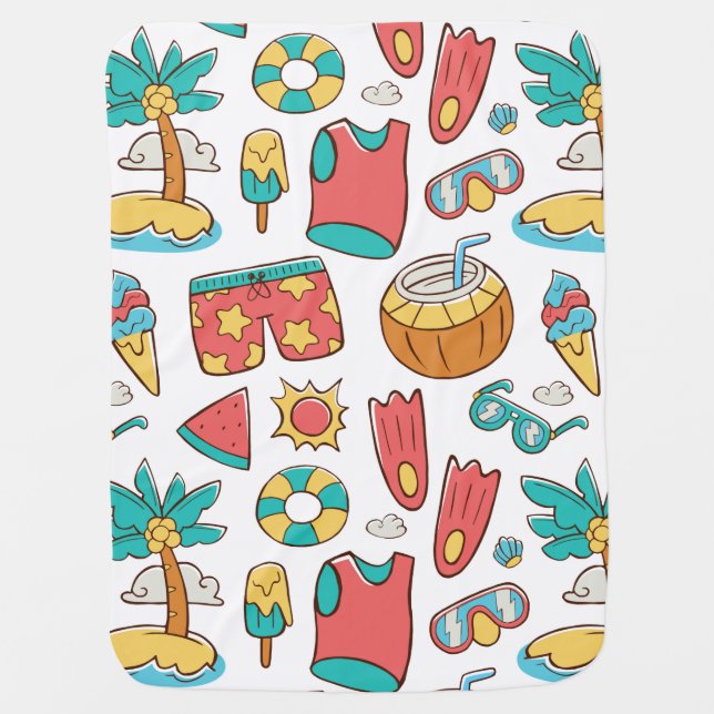pattern funny summer beach vacation baby blanket (Front)