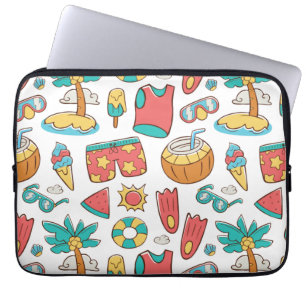 pattern funny summer beach vacation laptop sleeve