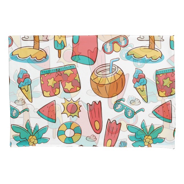 pattern funny summer beach vacation  pillow case (Front)