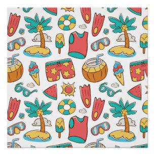 pattern funny summer beach vacation poster