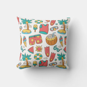 pattern funny summer beach vacation  throw pillow