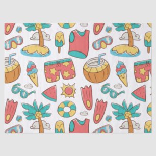pattern funny summer beach vacation  tissue paper