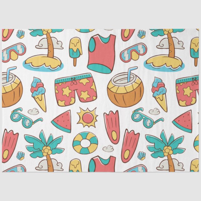 pattern funny summer beach vacation  tissue paper (Front)