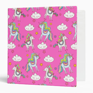 Pattern Funny Unicorn Cute 3 Ring Binder