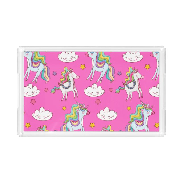 Pattern Funny Unicorn Cute         Acrylic Tray (Front)