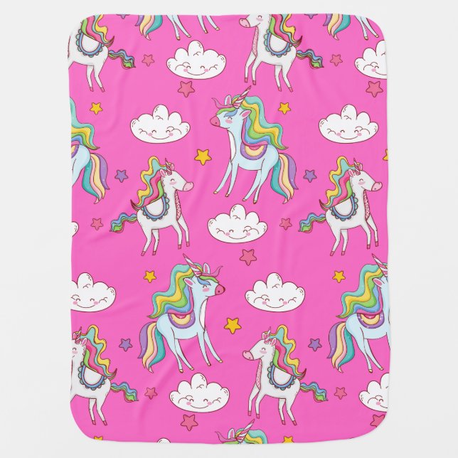Pattern Funny Unicorn Cute     Baby Blanket (Front)